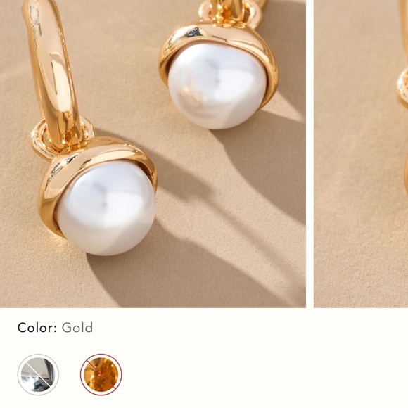 Anthropologie Gold Hoop Earrings with Pearls - Picture 2 of 5